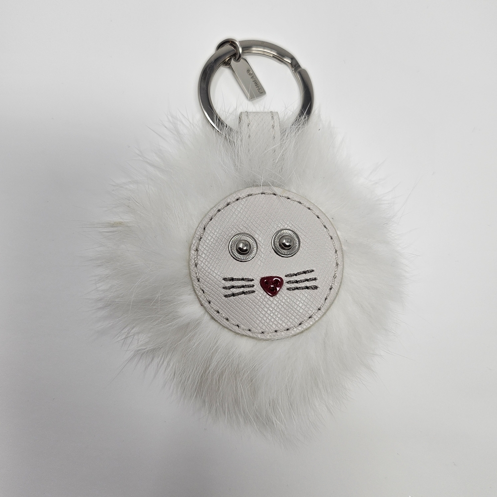 Coach White and Red Furry Key Holder